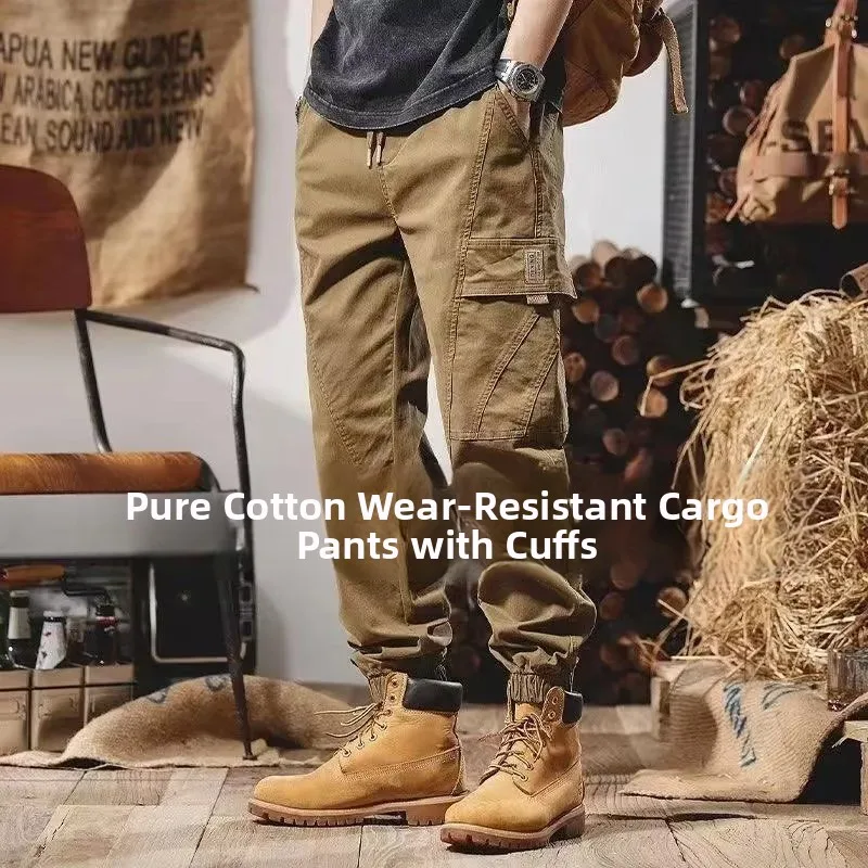 

Мужские рабочие брюки из чистого хлопка цвета хаки, свободные повседневные длинные штаны для работы, износостойкие брюки-карго (Harlan Pants)