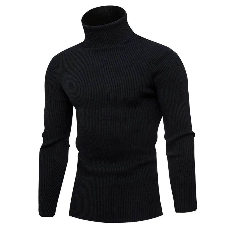 Outono Inverno Nova Camisola De Gola Alta Homens Cor Sólida Casual Malha Pullovers Camisola Mens Slim Fit Pullover Mens Vestuário 2023