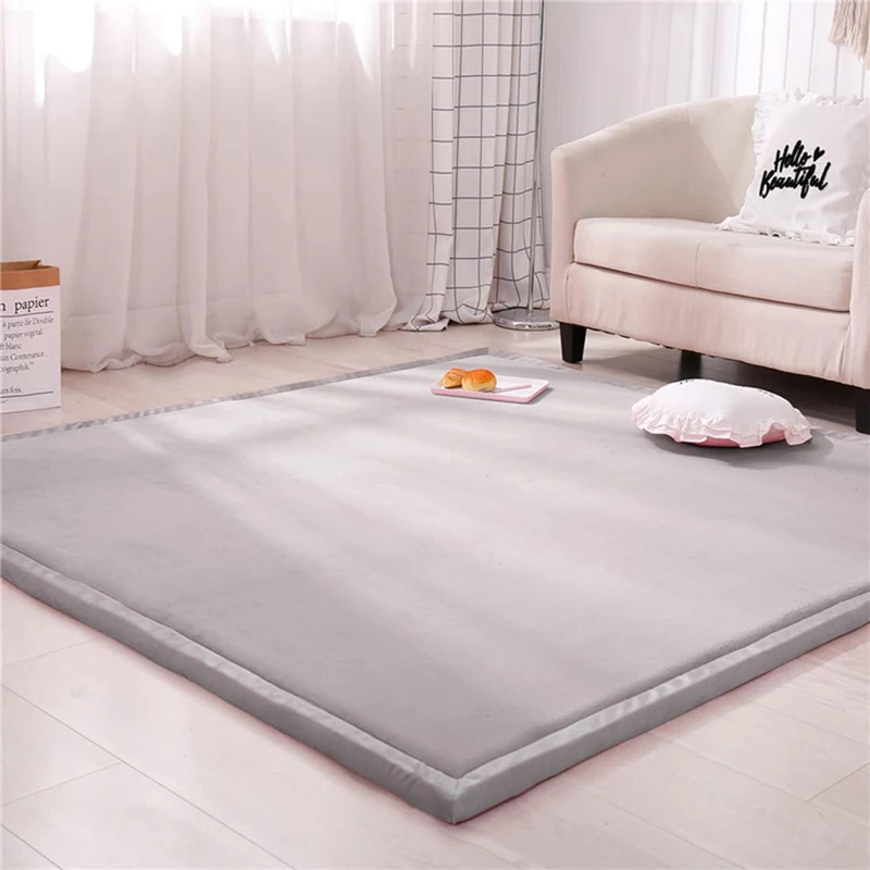 1pc Japanese Tatami Rug, Coral Velvet Area Rug, Baby Mat for Floor Play, 3CM Thick Crawling Rugs, Padded Foam Rug for Kids Playr