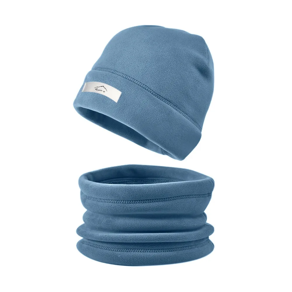 

2Pcs/Set Windproof Knitted Hat Scarf Set Cold-proof Neck Warmer Beanies Caps Thickened Winter Warm Cycling Skiing Hooded