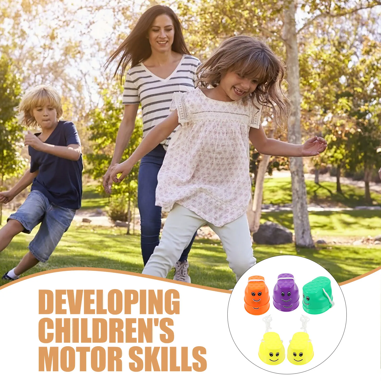 

Bucket Stilts for Kids Thickened Plastic Balance Toys Adjustable Rope Non-Slip Toddler Jumping Sport Game