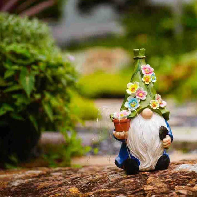 WINTS Solar Garden Gnome With Lights - Cute Bathing Gnome Statue, Waterproof Outdoor Decor
