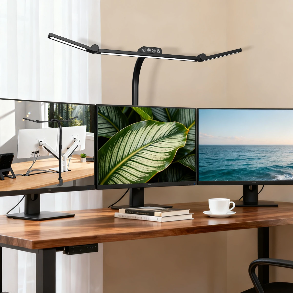 Smart Double Head Led Desk Lamp, Eye-Caring Desk Light with Clamp, Adjustable Flexible Goose-NeckTask Lamp for Home Office Study
