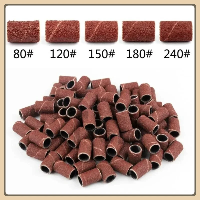 

100Pcs/Pack Sanding Bands Grit File for Professional Manicure Pedicure Nail Electric Drill Machine Grinding Sand Ring Bit