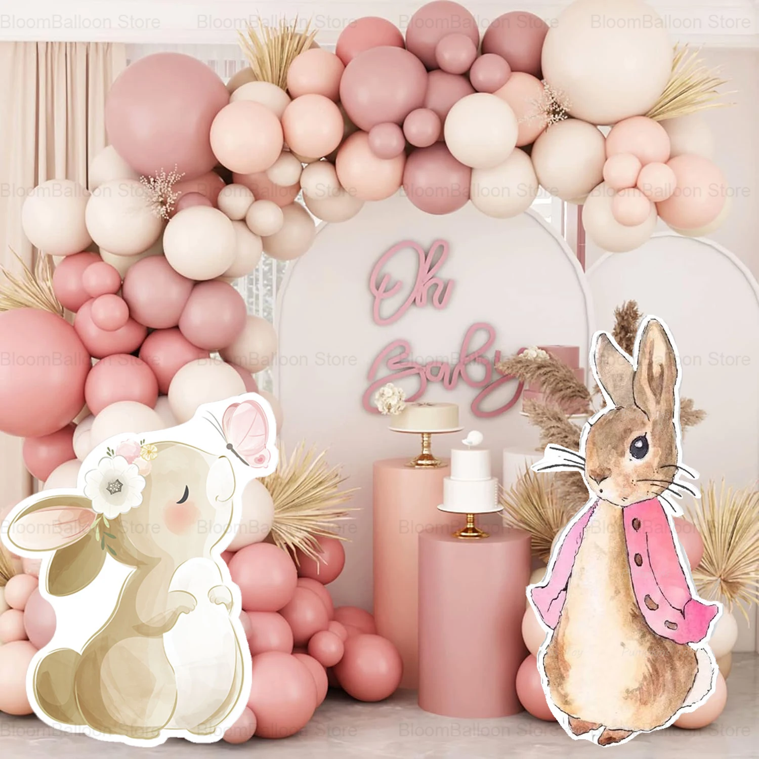 12/18/24/36inch Pink Blue Rabbit Foam KT Board Rabbit Cutout for Gender Revel Party Birthday Baptism Baby Shower Decoration