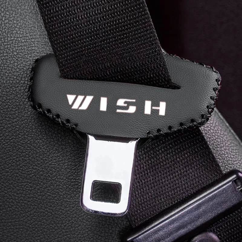 2PCS Car Seat Belt Buckle Clip Protector leather Interior Button Case Anti-Scratch Cover Safety For Toyota wish