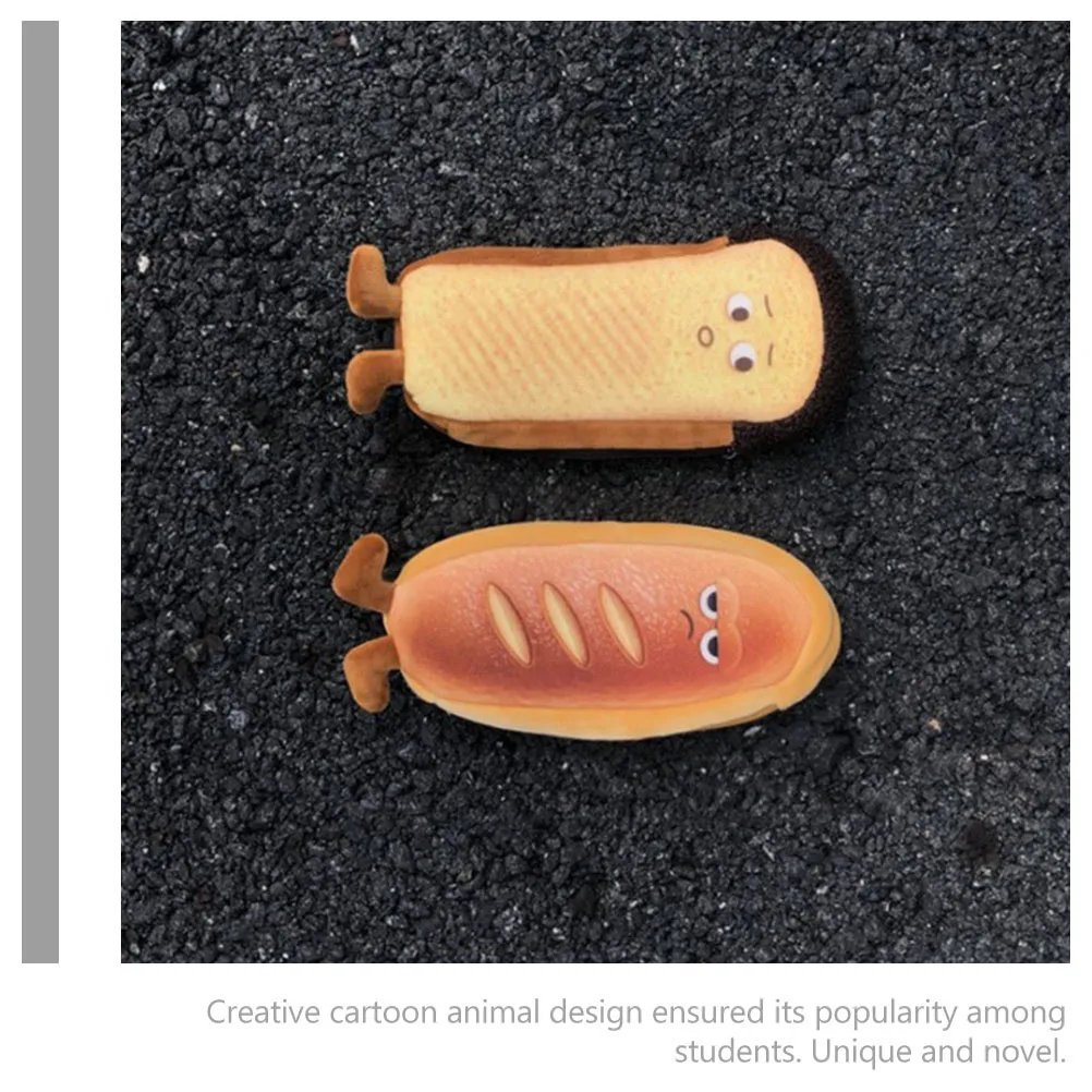 

Creative Bread Shaped Case Cartoon Pencil Pouch For Students Zipper Pen Bag Stationery Holder School Supply Gift Bread Design