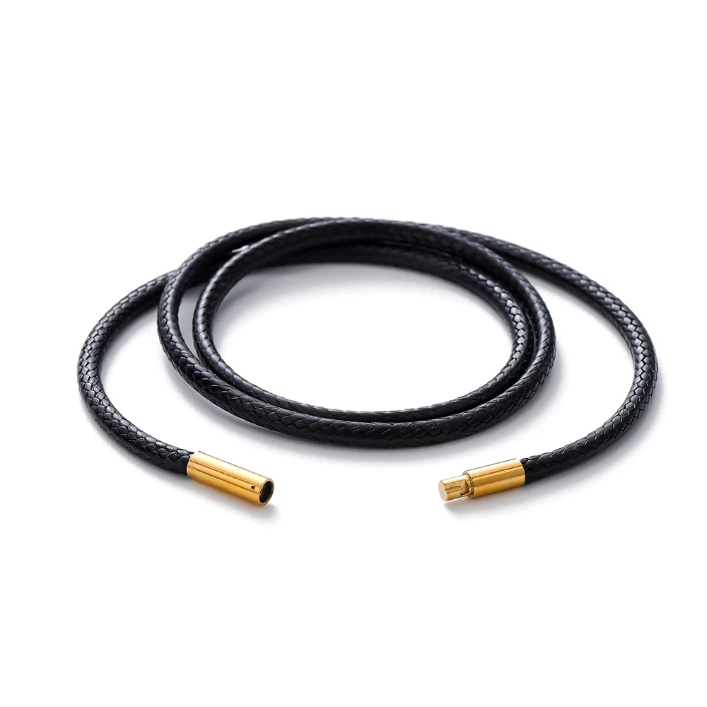 

45-60cm Leather Chain Necklace For Women Men Leather Cord Wax Rope Chain Stainless Steel Clasp DIY Necklace Jewelry Accessories