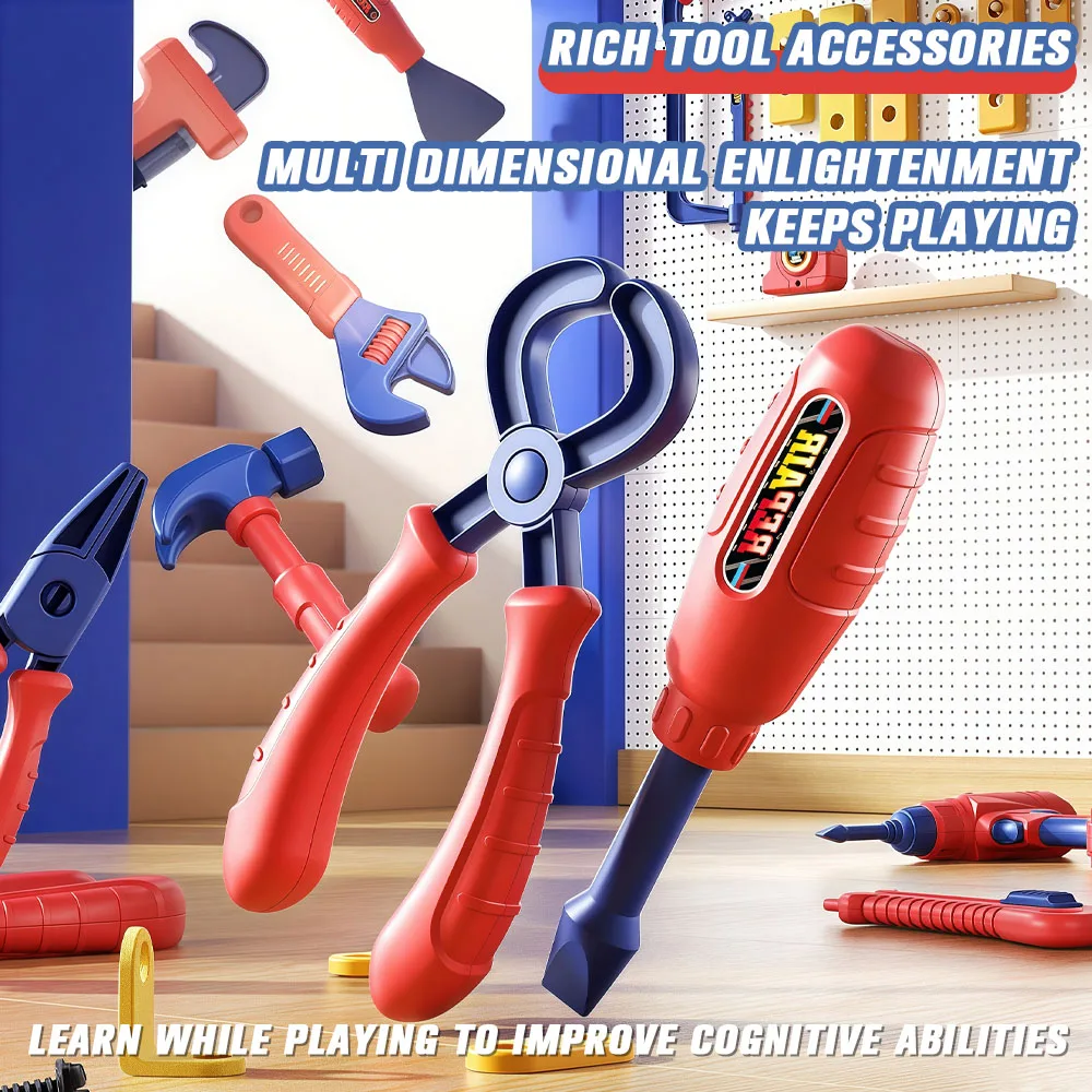 Kids Toolbox Kit Electric Drill Simulation Repair Tools Pretend Play Educational Toy Engineering Puzzle Toys Gifts for Boy