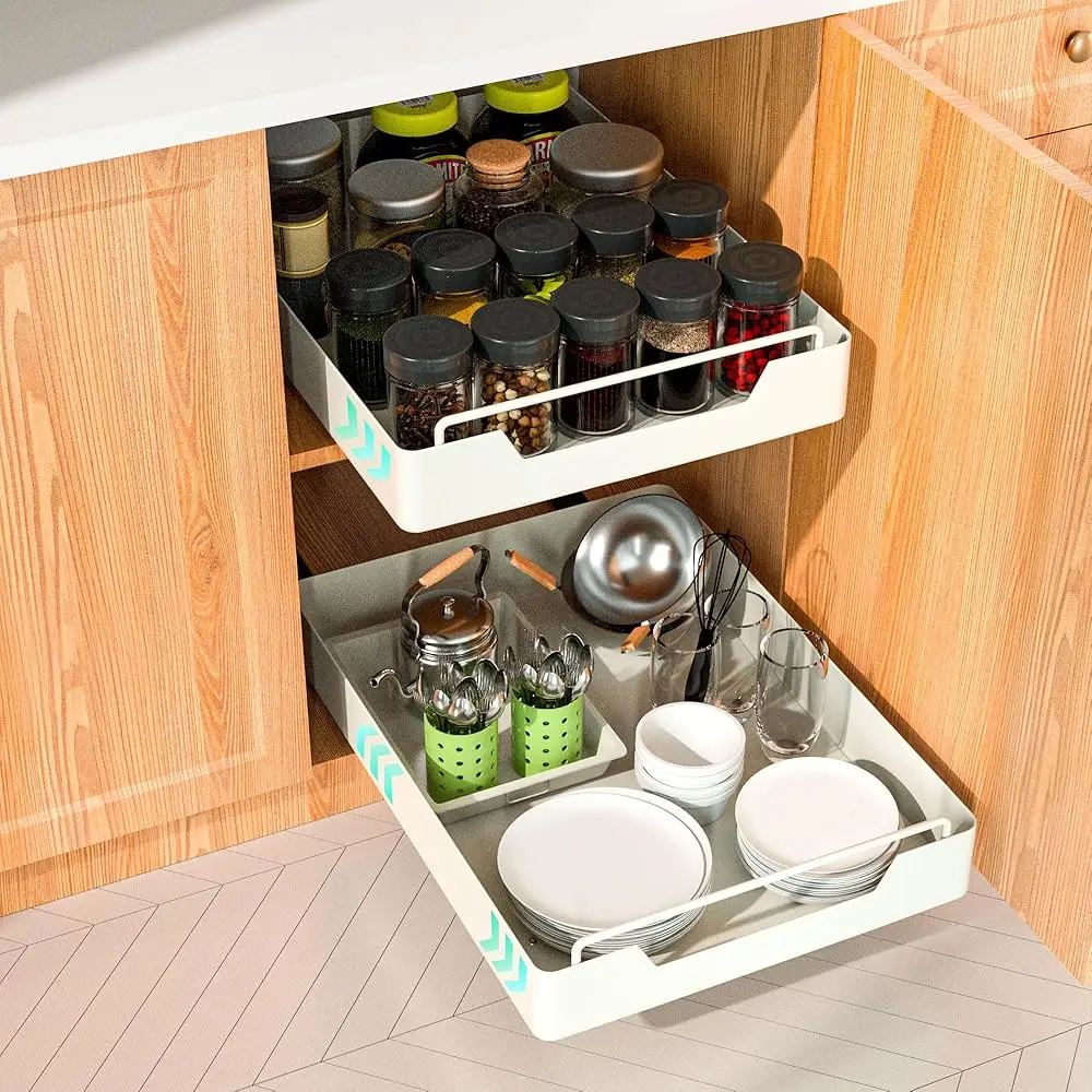 

1 Pa Pull Out Cabinet Organizer With Adhesive Nano Film Heavy Duty Storage And Organization Slide Out Pantry Shelves For