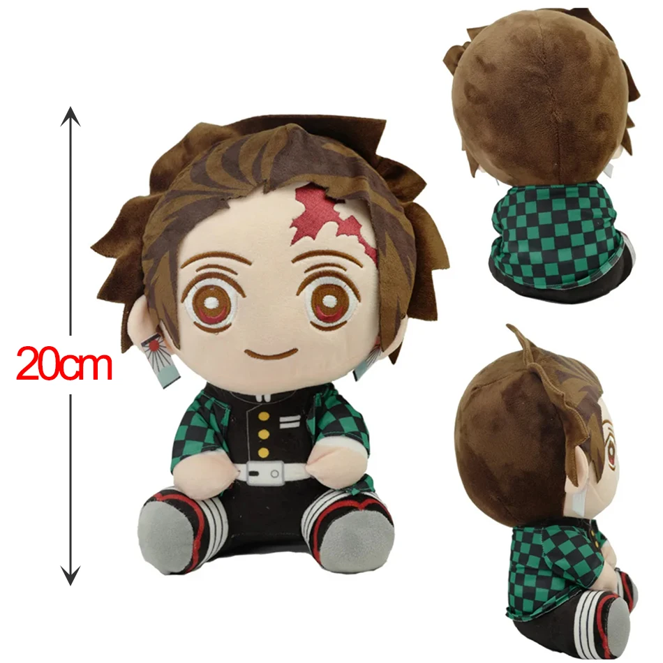 20CM versión Q Demon Slayer peluche Kawaii lindo Anime juguete muñeca marioneta almohada de felpa decoración de la habitación chico ventilador regalos de cumpleaños
