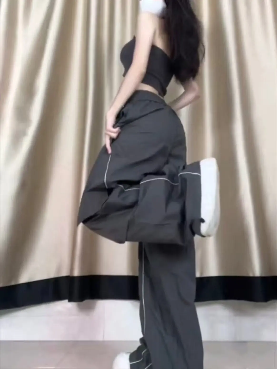 American Sle taille haute jambe large pantalon de travail femmes grande taille mince sport décontracté ey pantalon à la mode rue Sle