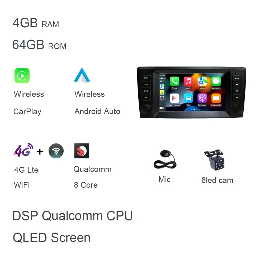 8' Carplay Android 14 8G+128G 8-Core GPS autoradio speler Wifi Multimedia voor VOLVO S60 V70 XC70 XC90 2000 2001 2002 2003 2004