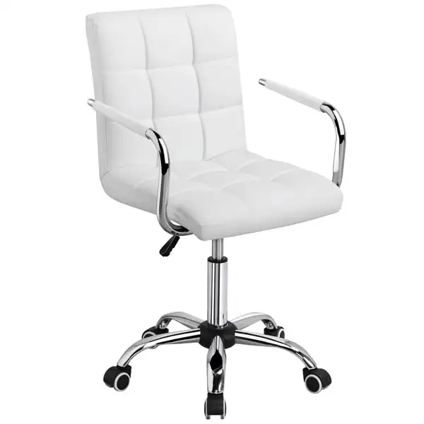 Modern Adjustable Faux Leather Swivel Office Chair with Wheels, Black Office Furniture