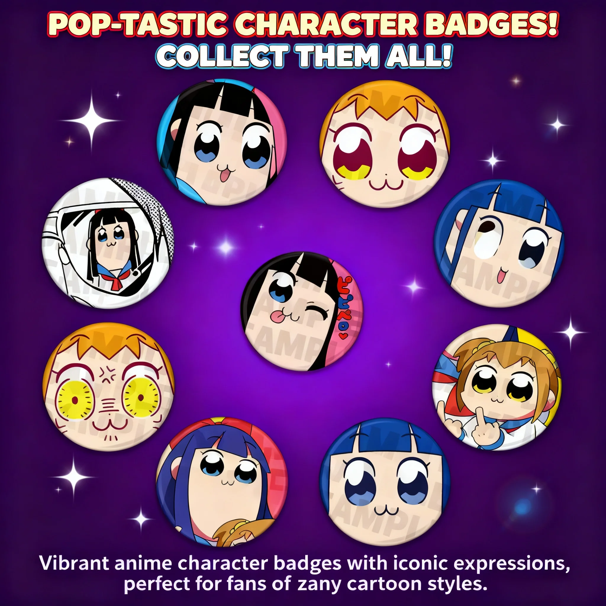 

Набор значков и брелоков POP TEAM EPIC: акриловые брелоки и броши с персонажами Попуко и Пипими, милые аксессуары для фанатов аниме