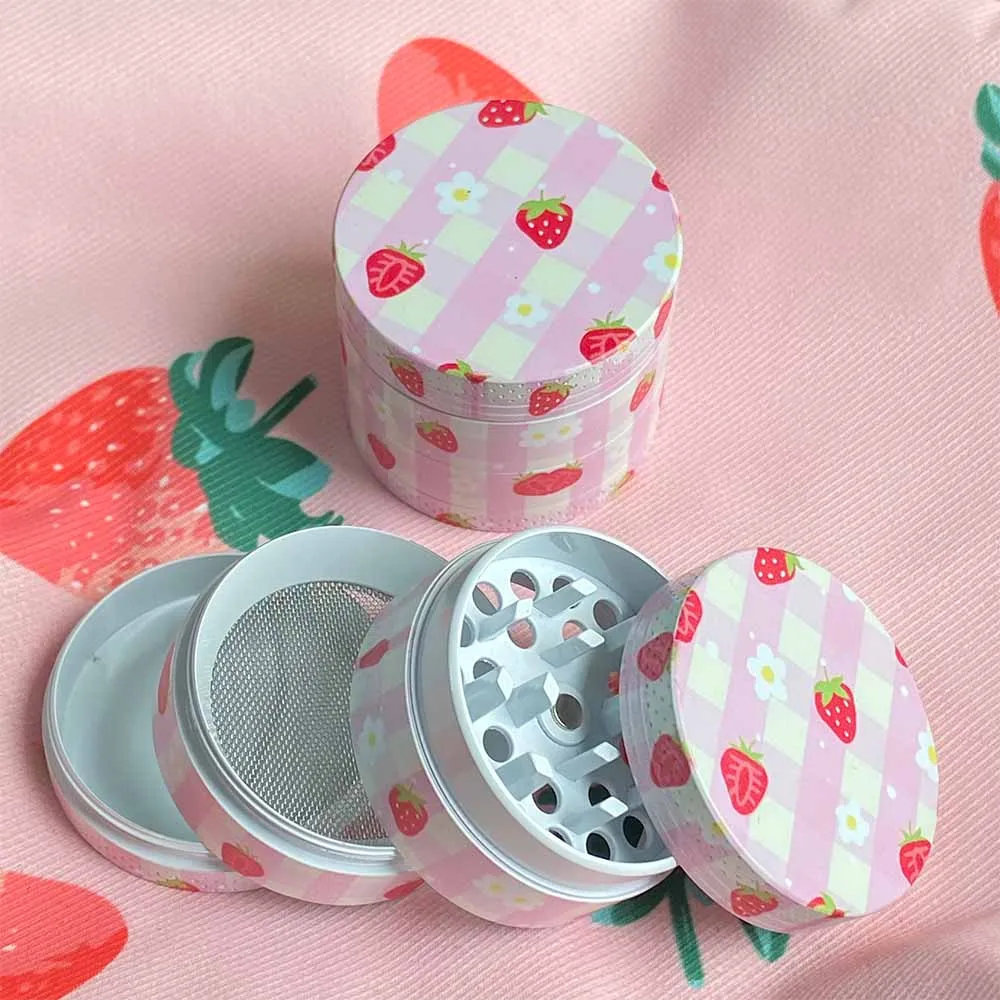 1pcs Pink Heart Grinder 40mm/50mm Crusher Strawberry Spice Mill Girly Smoking Accessories Christmas Grilfriend Gift