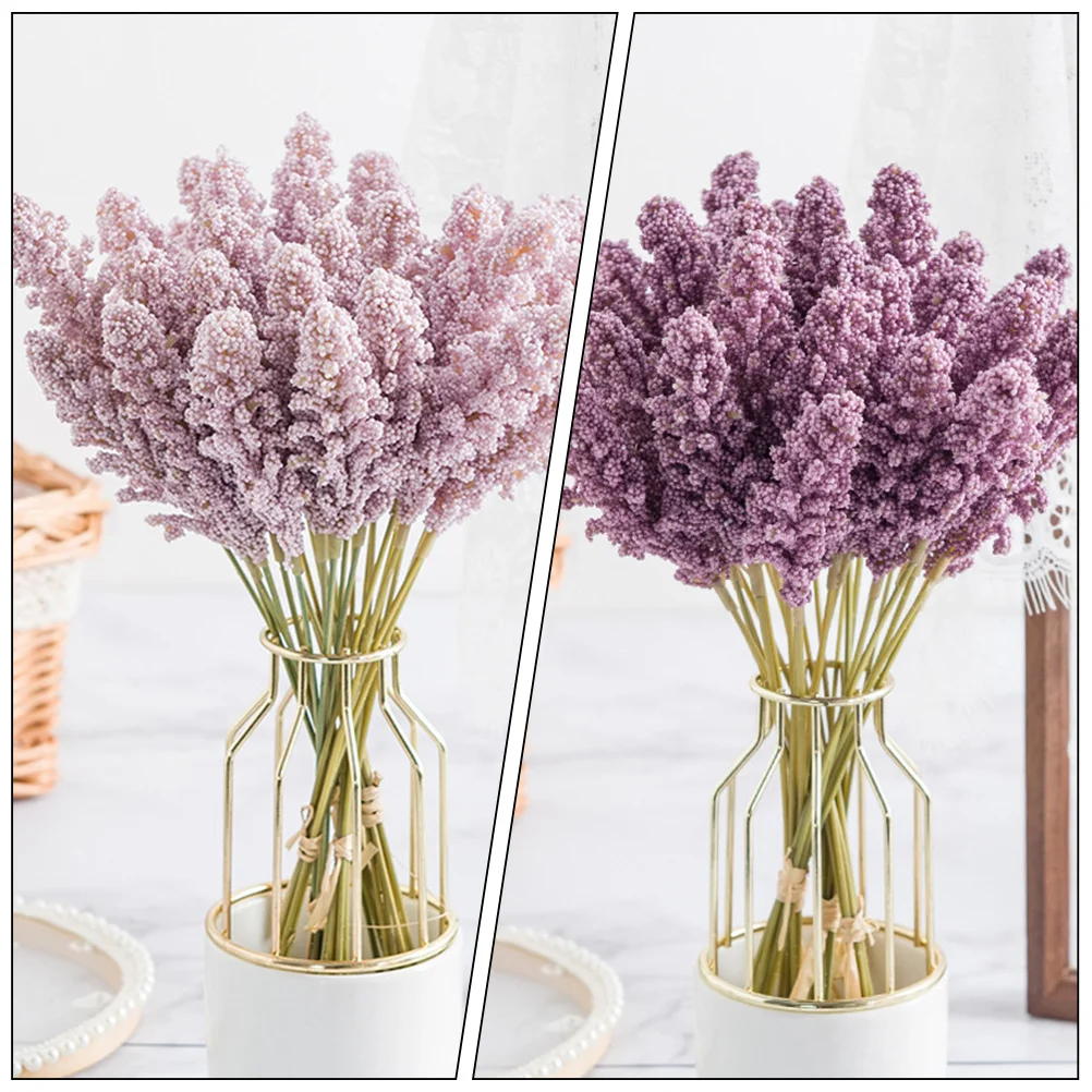 

Artificial Lavender 2 Bunches Faux Flowers for Home Wedding Photography Props Imitation Lavender Fake Plants Photography Props