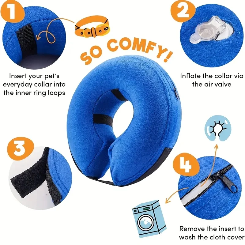 Inflatable Collar For Dogs And Cats Soft Pet Recovery Collar Soft DogCones Adjustable Collar