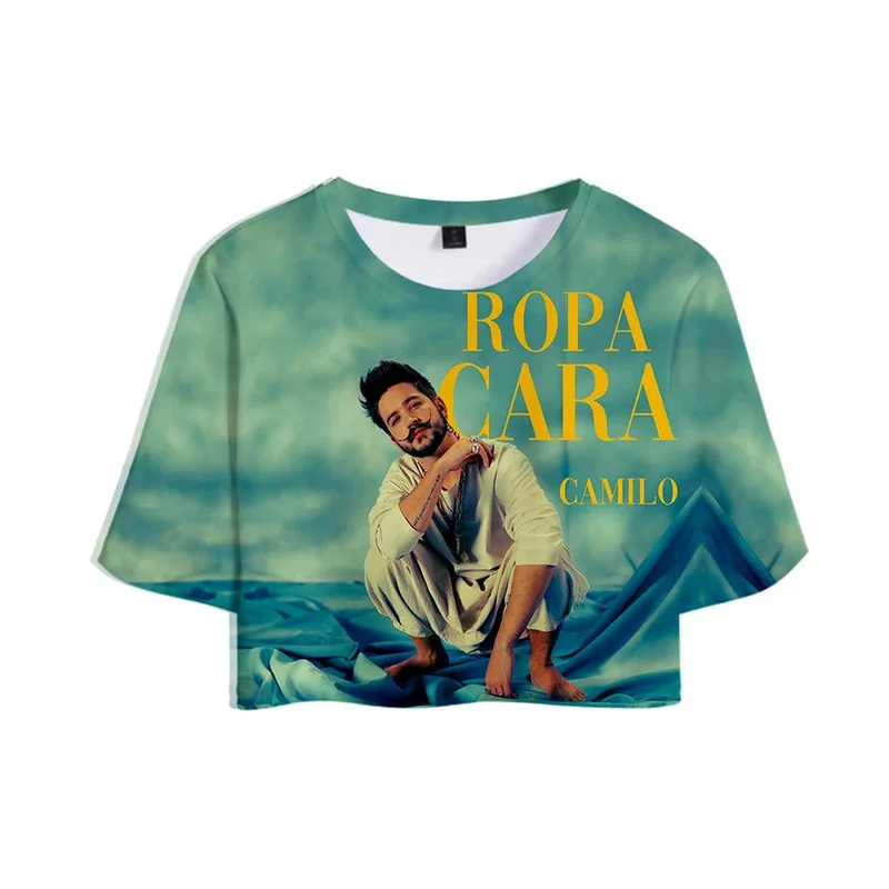 

2025 3D Camilo Echeverry T Short sleeve Women Net Red Summer Cute Style Belly Button T-shirt Girl Super Fire Sexy Chest To