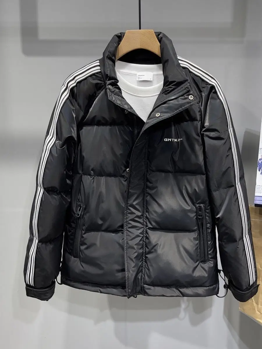 

Высококачественная мужская пуховая футболка Jaet, повседневная футболка с воротником-стойкой, простая зимняя новинка, длинная молния из полиэфирного волокна