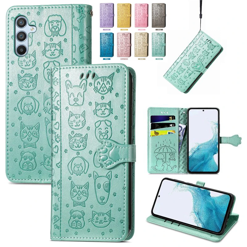 Capa de telefone flip cover para OPPO A72 A58 A57 A55 A92 A78 A52 A31 A11s A77 A53s A8 Carteira de animal de couro