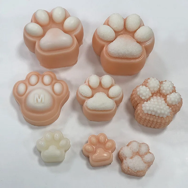 Cute Cat Paw Candle Diy Silicone Mold Aromatherapy Candle Soap Making Mould Resin Molds Home Decor Mochi Squishy Toy Moulds