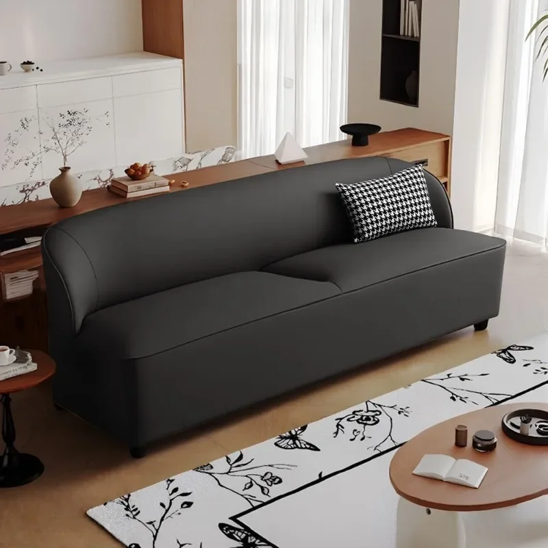 Simple sofa living room small apartment leather art Internet celebrity clothing store reception rest area small double three sma