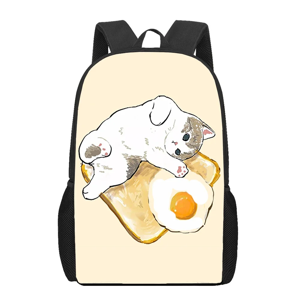 Cute Lovely Cat Food Animals 3D Print School Bag Set for Teenager Girls Primary Kids Book Bags Children Satchel Mochila Infantil