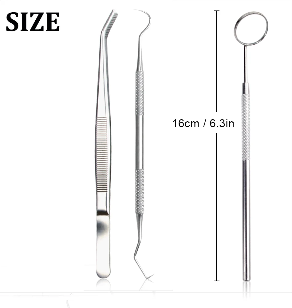 3pcs/set Stainless Steel Dental Tools Kit Teeth Tartar Scraper Mouth Mirror Dentists Pick Tool Teeth Scaler For Teeth Kit