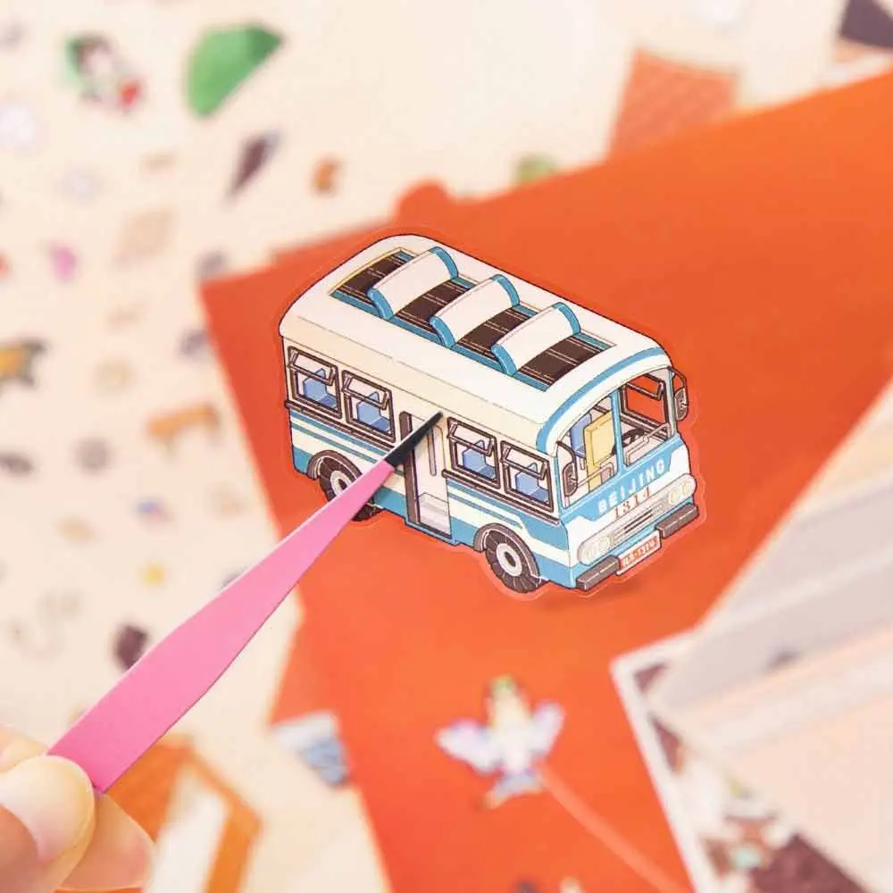 Street View Series Miniature Collection Stickers PET Sticker Paper Scrapbooking Material Landscaping Stickers Cartoon