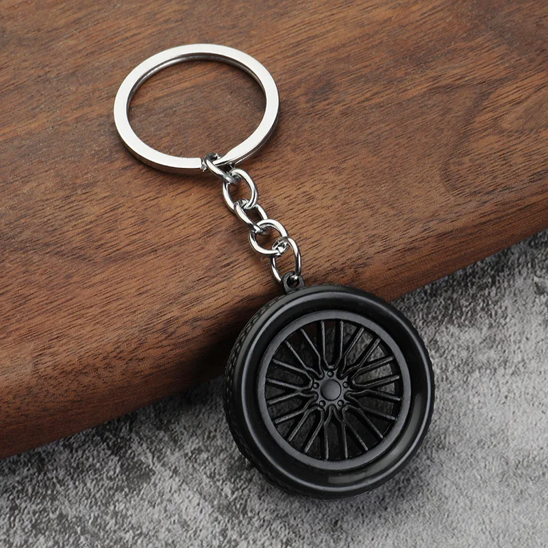 New PVC Soft Rubber Simulation Mini Car Tire Keychain Creative Car Wheel  Hub Pendent for Men\'s Car Keys Backpack Keyring