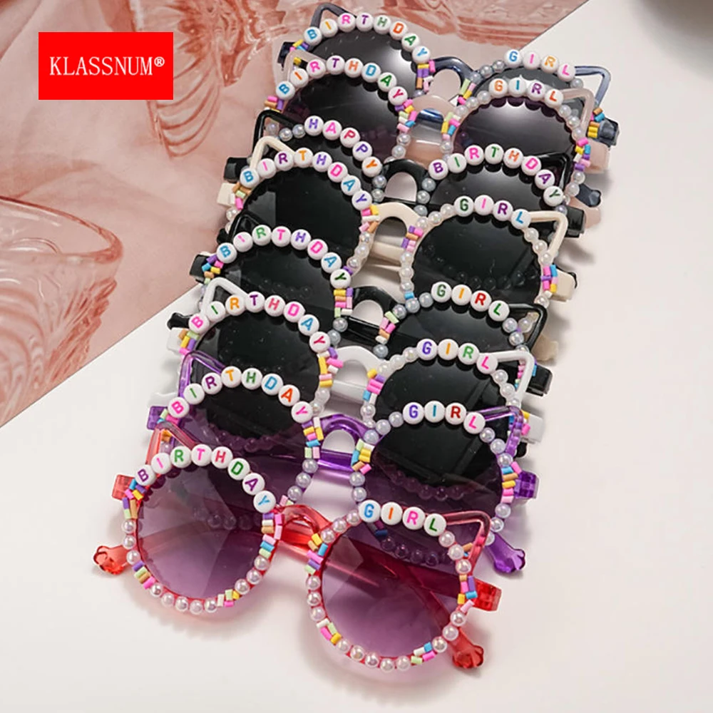 

KLASSNUM Children Birthday Party Accessories Fashion Sunglasses Girl Birthday Party Sun Glasses Baby Girls 2-8 Years Party Decor