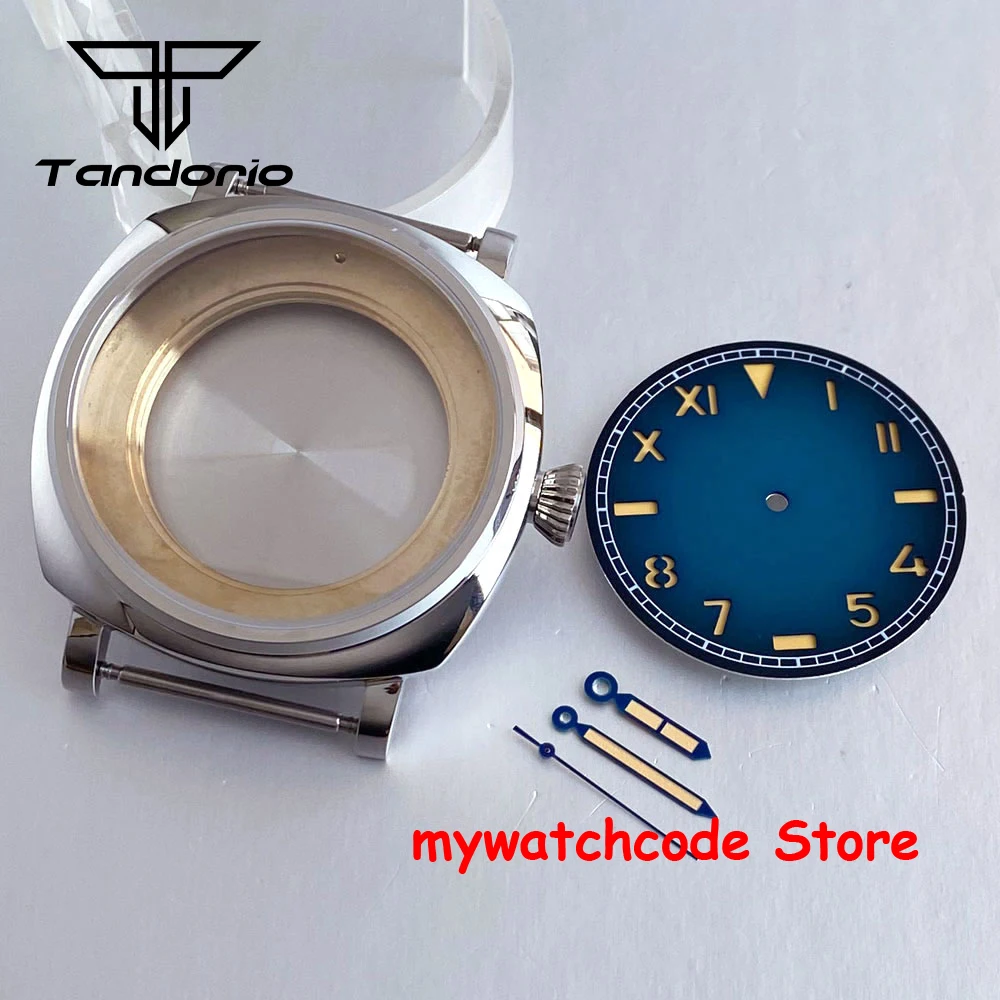 

Новый квадратный корпус для часов 42 мм, полированный, для механизмов NH35A, NH36A, сапфировое стекло, циферблат California, черно-синий циферблат, детали для часов, 20ATM