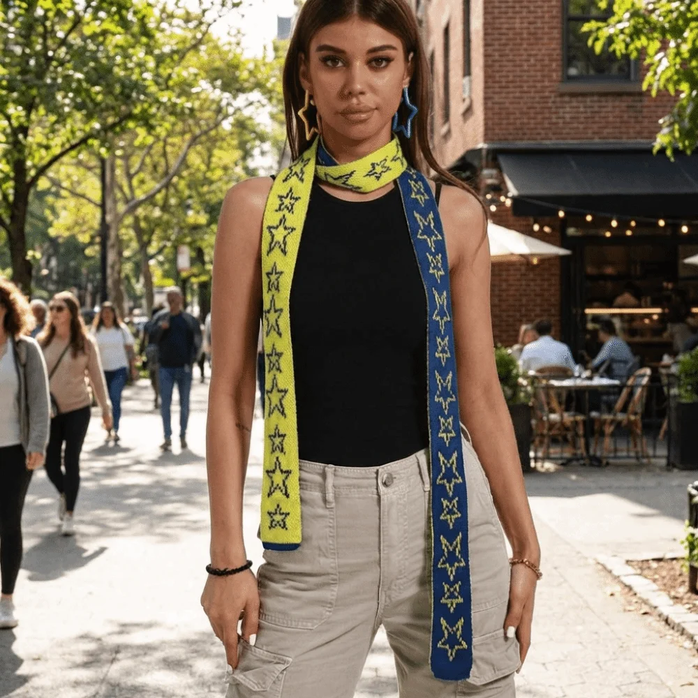 

Fashion Elegant Five-pointed Star Scarf Windproof Y2K Wrap Neck Warmer Warmer Soft Long Thickened Neckscarf Outdoor