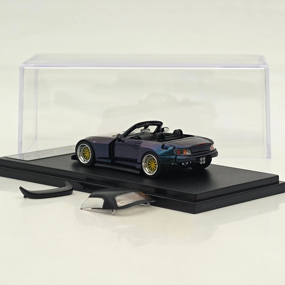 Rhino Model 1/64 for S2000 Chameleon Purple/Red Removable Roof Wide Body Modified Convertible Hardtop Diecast Car Collectible