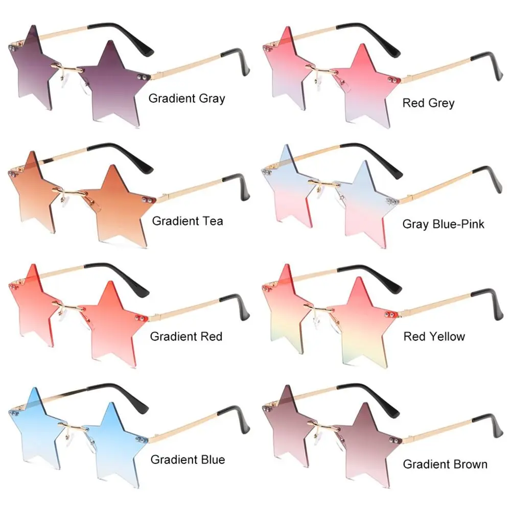 Забавные очки для женщин и мужчин, солнцезащитные очки без оправы в форме звезды, солнцезащитные очки, вечерние очки