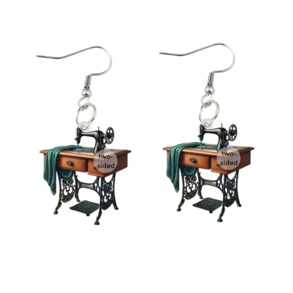 ماكينة خياطة كلاسيكية مسطحة ثنائية الأبعاد من الأكريليك تصميم عصري أنيق غير منتظم أقراط يومية إكسسوارات مجوهرات هدايا لإعطاء صديق #1