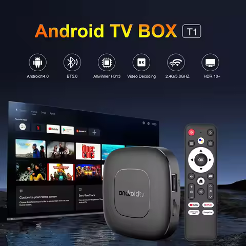 Mortal T1 Smart TV Box Home Theater Android 13 Allwinner H313 Quad Core 5G WIFI 2G16G Bluetooth 5.2 Support 4K H.265 Netflix
