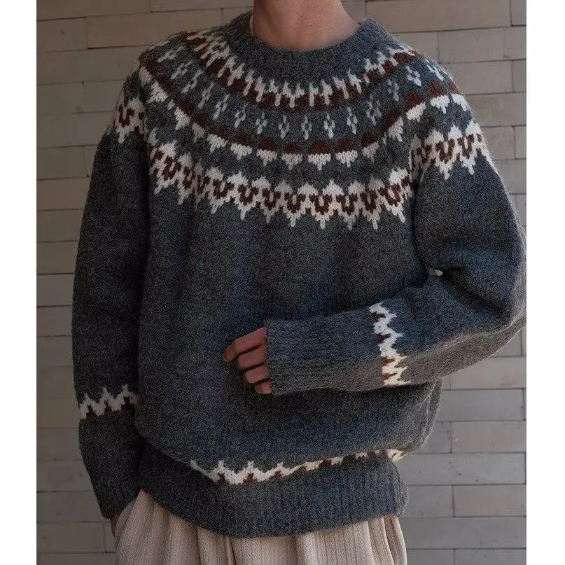 

Men's Autumn Winter Zipper Knitwear Color Blo Embroidery Casual Long Sve Sweater Couple's Faion Outerwear Coat