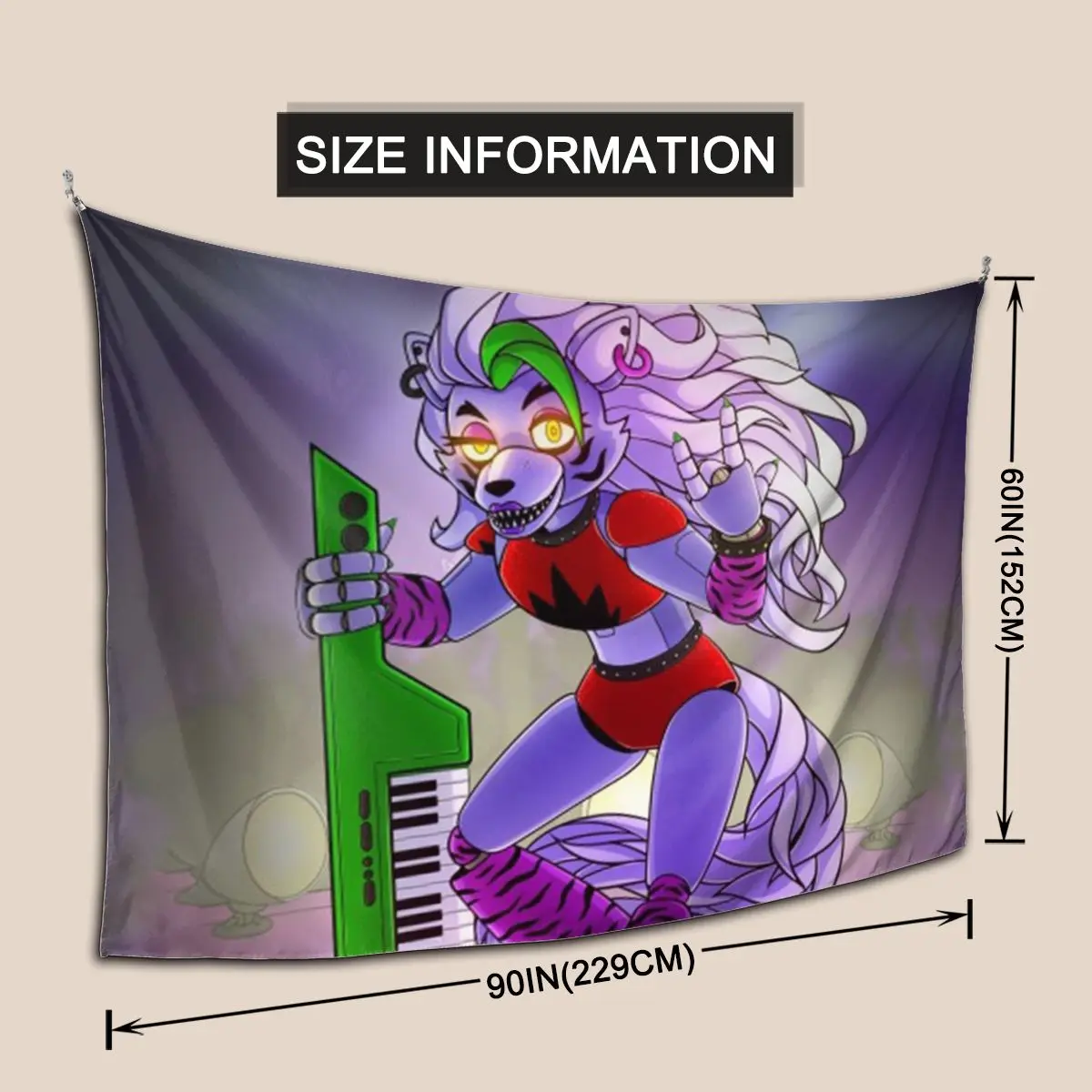 نسيج Roxanne Wolf المضحك للتعليق على الحائط، ديكور منزلي جمالي، مفروشات لغرفة المعيشة وغرفة النوم وغرفة النوم #2