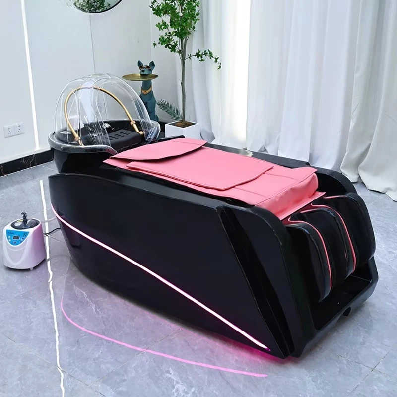Lay Down Hair Washing Chair Synthetic Leather Head Treatment Electric Massage Shampoo Tables Bed with Water Circulation