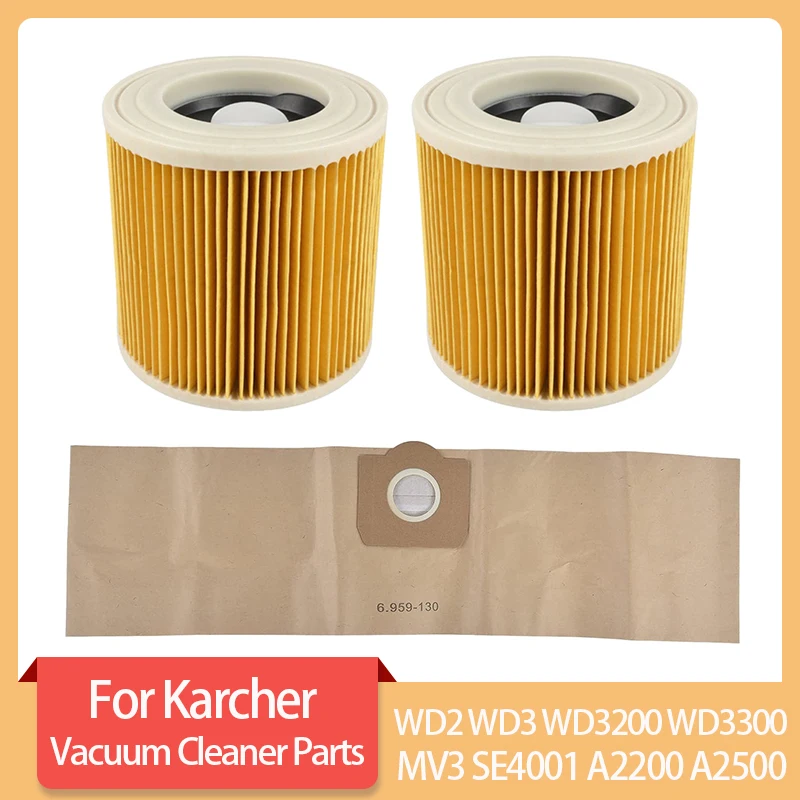 Dust Bag HEPA Filter For Karcher WD2 WD3 WD3200 WD3300 MV3 SE4001 A2200 A2500 Vacuum Cleaner Spare Parts Replacement Accessories