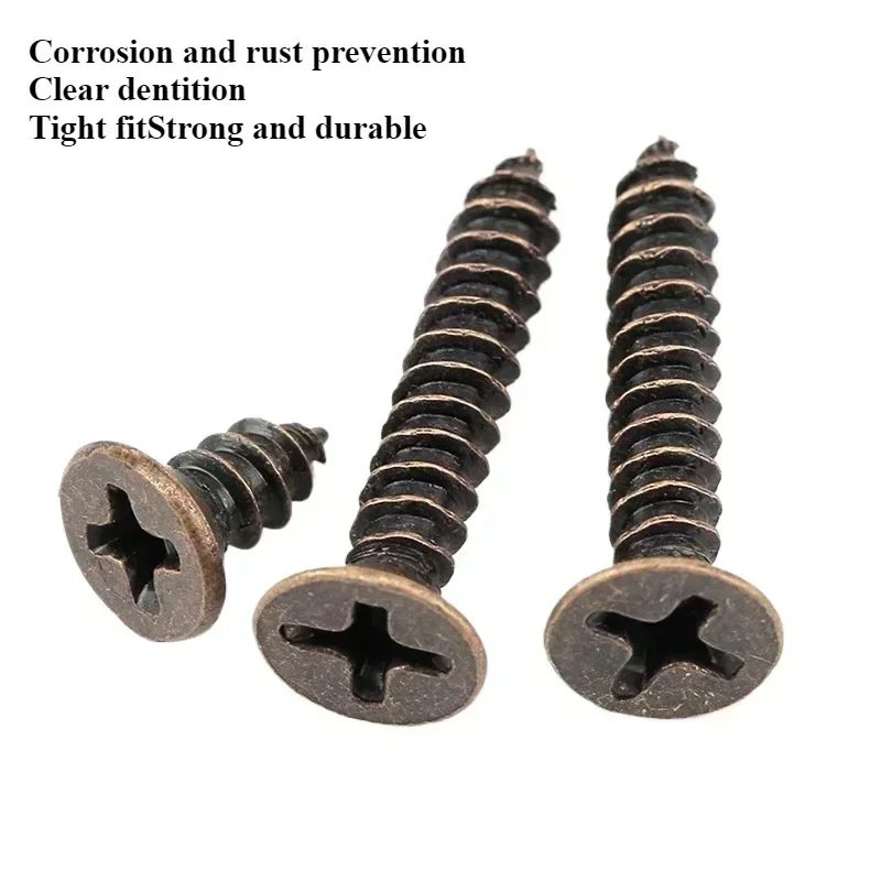 

Screws M2 M3 M5 6mm 8mm 10mm Bronze Flat Round Head Self-Tapping Screw for Antique Hinges Decoration Hardware Tool Wood Assembly