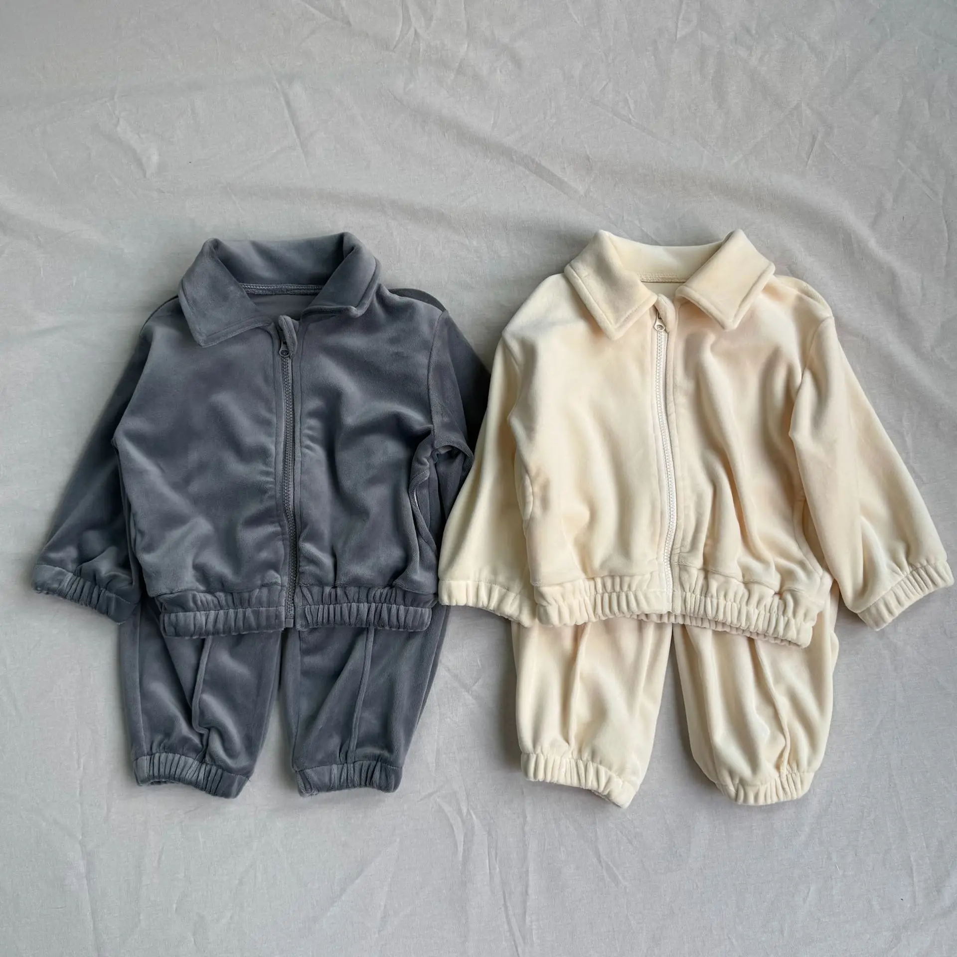 

2025 Autumn New Children Long Sleeve Clothes Set Boys Girls Lapel Zipper Coat + Sweatpants 2pcs Suit Kids Fashion Casual Outfits