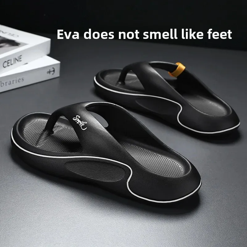 Men's Soft EVA Slippers Thick Bottom Anti-Wear Beach Slides Non-Slip Odorless Painted Father Shoes Summer Casual Slippers