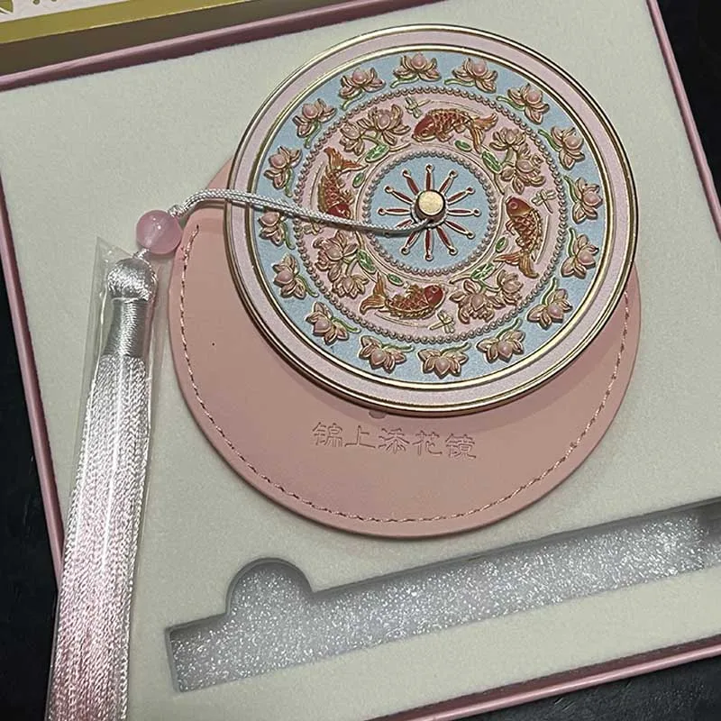 Chinese Palace Museum Style Retro Portable Hand Makeup Tassels Mirror Vintage Style Hanfu Mirror Keepsake For Girl Gift