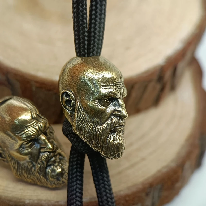 Long Bearded Spartan Warrior Brass Knife Beads EDC Outdoor DIY Paracord Woven Lanyard Pendants Bracelet Charms Jewelry Accessory