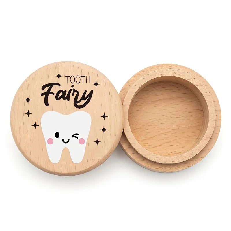 1PCS 2D Wooden Tooth Fairy Box Tooth Collection Storage Hair Collector Tooth Hair Preservation Box Birth Souvenir Home Decor