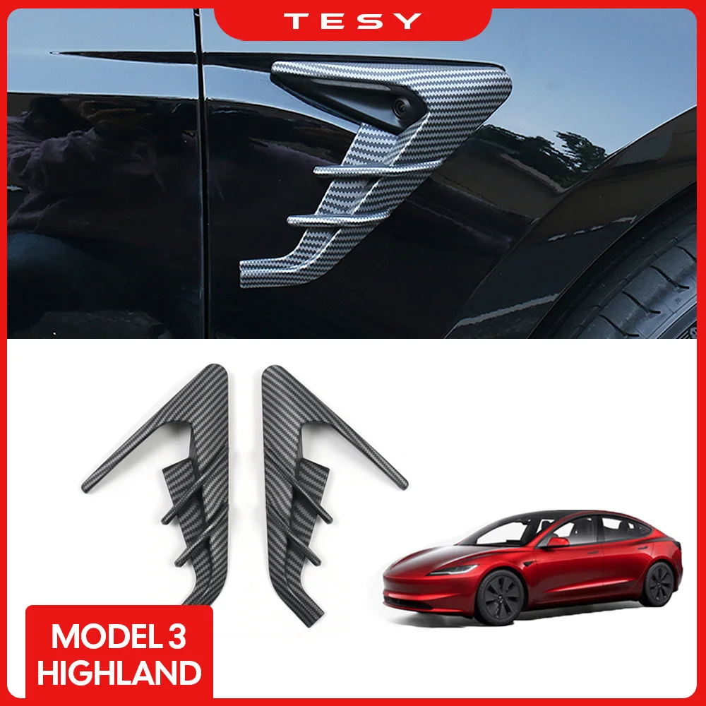 2pcs Side Camera Cover for Tesla New Model 3 Highland 2024 Leaf Board Camera Protective Cover Car Modification Car Accessories