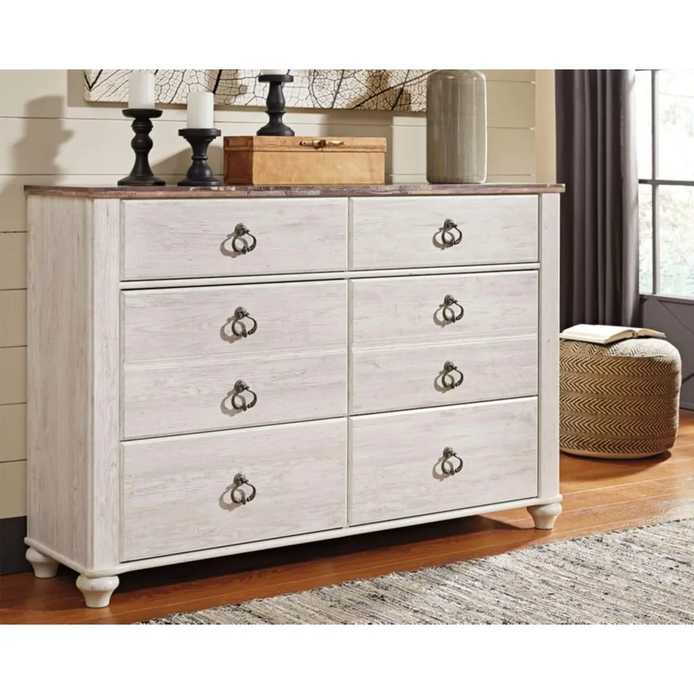 

Willowton Coastal Cottage 6 Drawer Dresser with Faux Plank Top, Whitewash muebles de dormitorio bedroom furniture